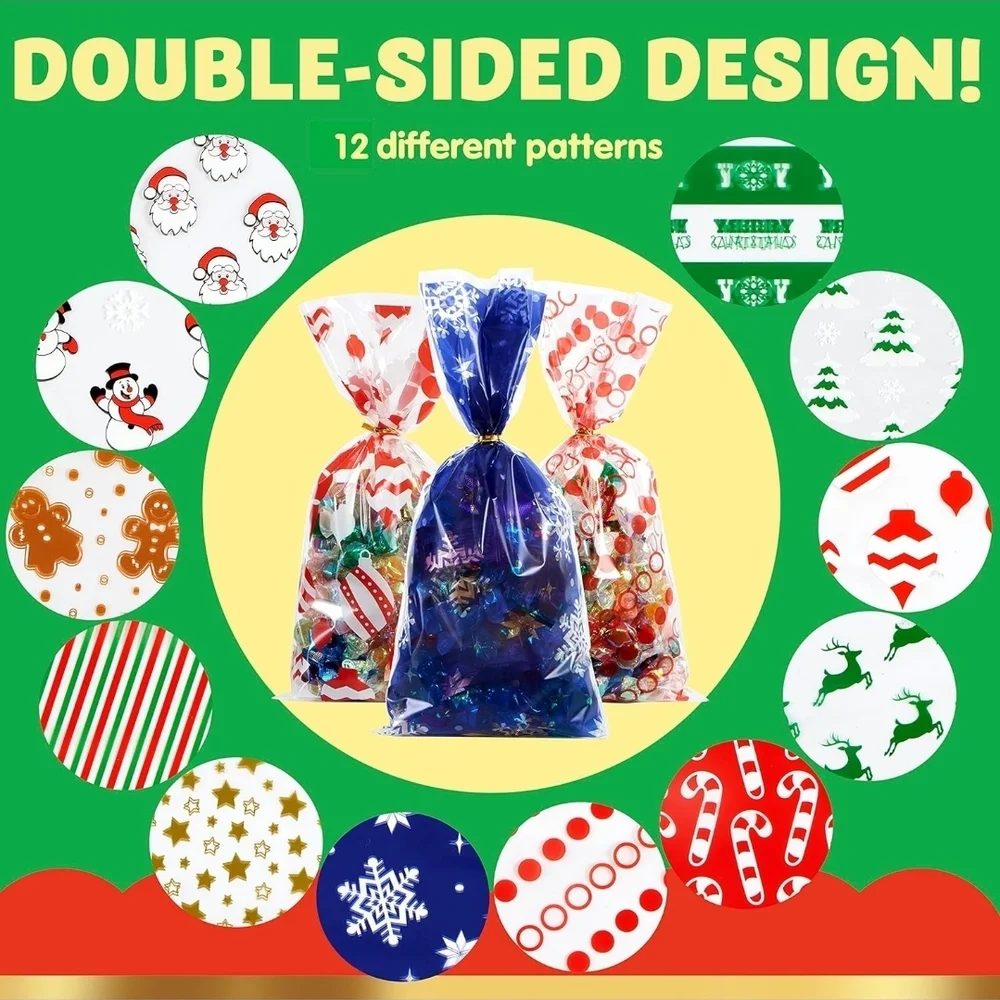 Colorful Holiday Treat Bags - 144 Pieces